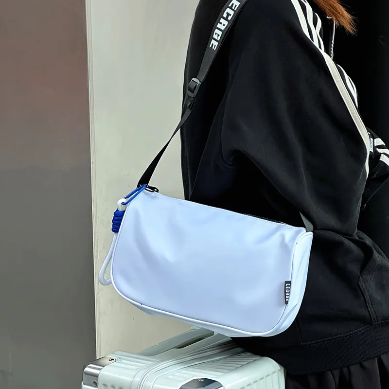 LECAGE Polyester Shoulder Bag, Crossbody Bag, Sling Bag Regular Unisex White Black/Fruit Green/Black Green/Pink/Khaki-2