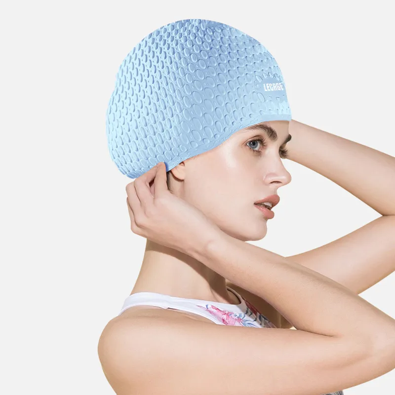 LECAGE Swimming Caps Water Resistant Silicone Swimming Cap Large Size With Ear Protection And No Headband Unisex-9