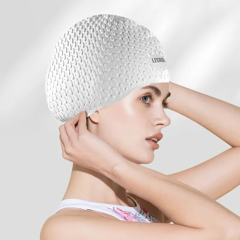 LECAGE Swimming Caps Water Resistant Silicone Swimming Cap Large Size With Ear Protection And No Headband Unisex-8