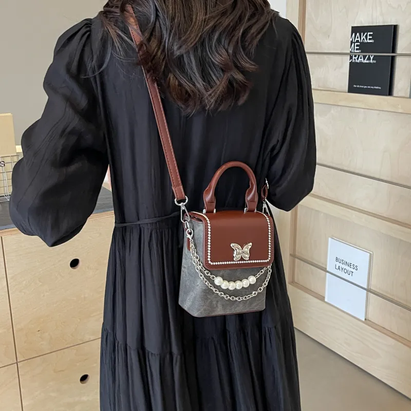 GOX PU Shoulder Bag Women's Dark Tea/Denim Blue/Ecru-14