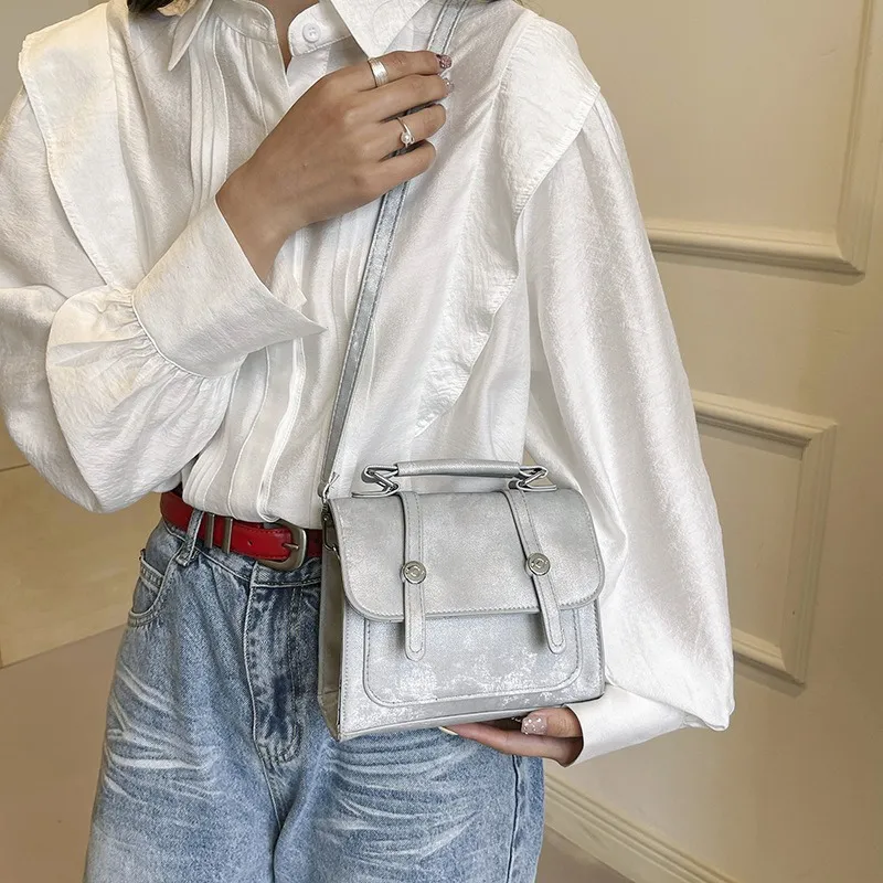 GOX PU Shoulder Bag, Crossbody Bag, Handbag Regular Women's White/Black/Silver/Pink-12