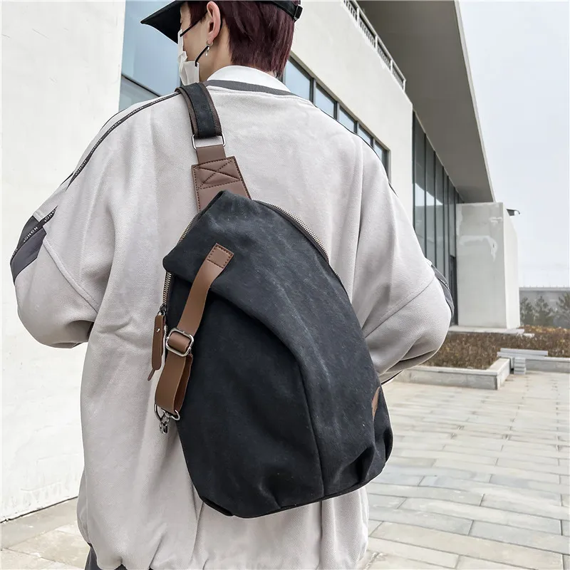 GOX Canvas Sling Bag Men's Black/Khaki-3