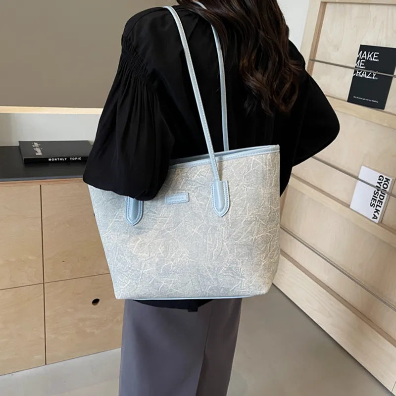 GOX PU Shoulder Bag Regular Women's Blue/Brown-4