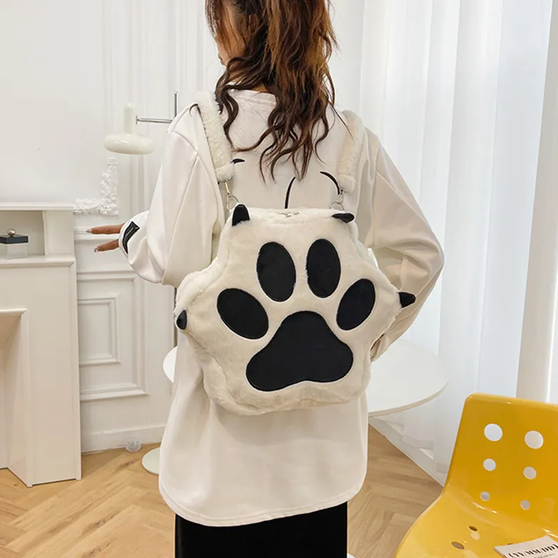 GOX Plush Shoulder Bag Backpack Regular Women's White-2