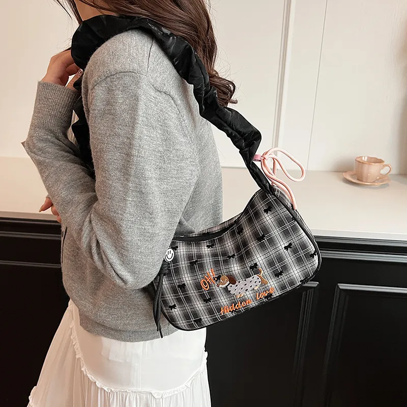 GOX Nylon Shoulder Bag Regular Women's Black/Pink/Sky Blue-4