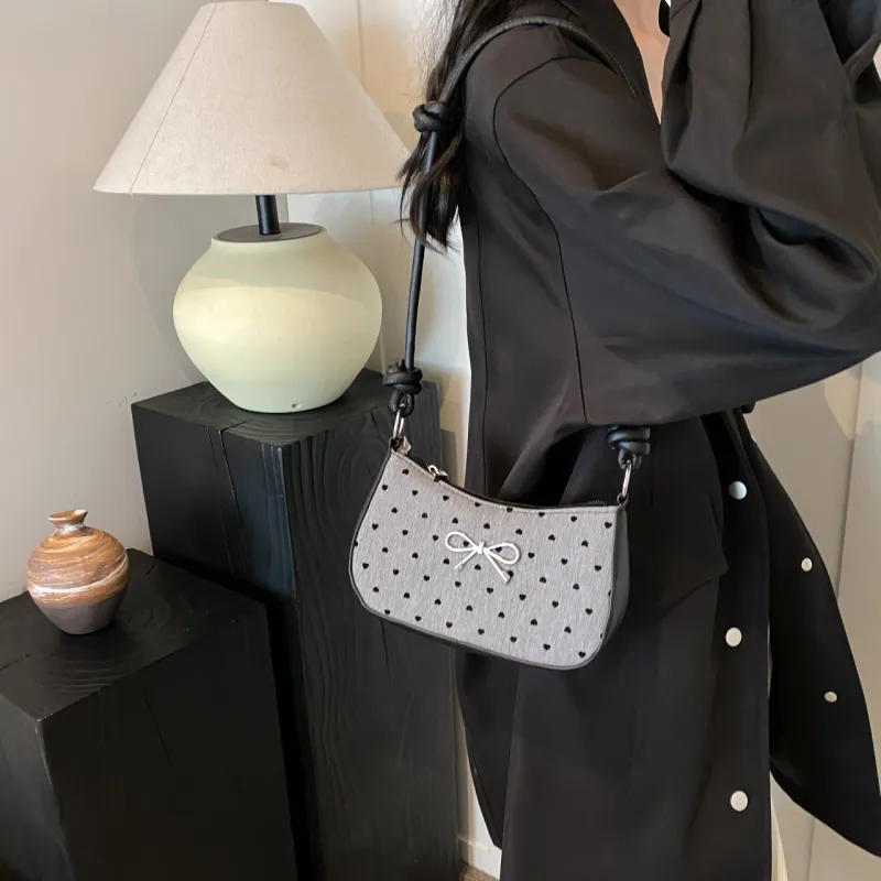 GOX PU Shoulder Bag Regular Women's Black Polka Dot/Black Butterfly/Gray Heart/Gray Polka Dot-15