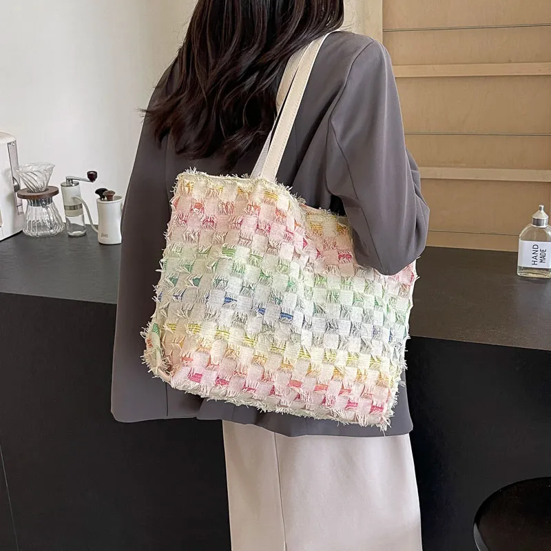 GOX Canvas Bag, Shoulder Bag Regular Women's Square/Stars/Holes-3