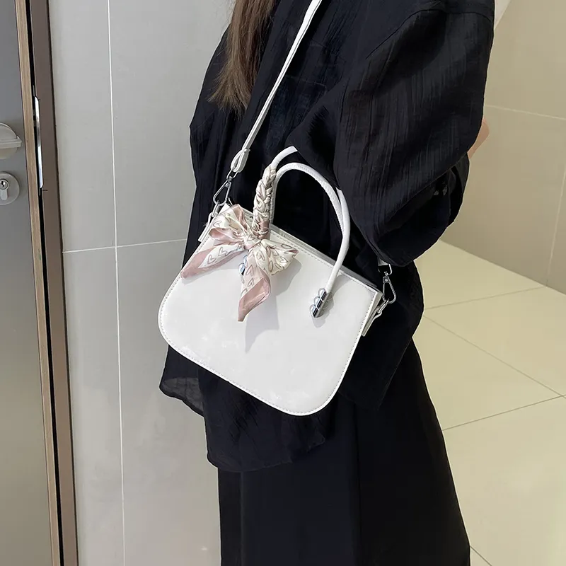 GOX PU One Shoulder Handbag Women's White/Gray/Black/Khaki/Blue/Pink-4