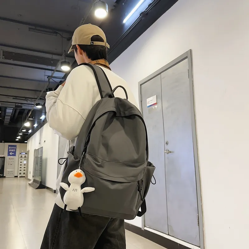 GOX Nylon Backpack Regular Unisex White/Light Gray/Black/Dark Gray-4