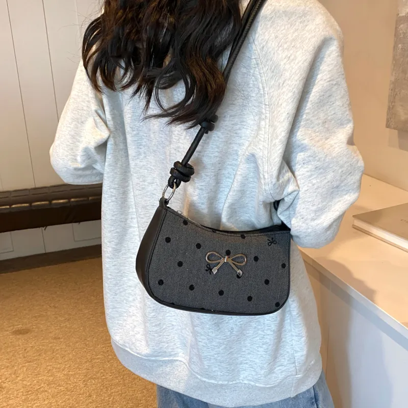 GOX PU Shoulder Bag Regular Women's Black Polka Dot/Black Butterfly/Gray Heart/Gray Polka Dot-4