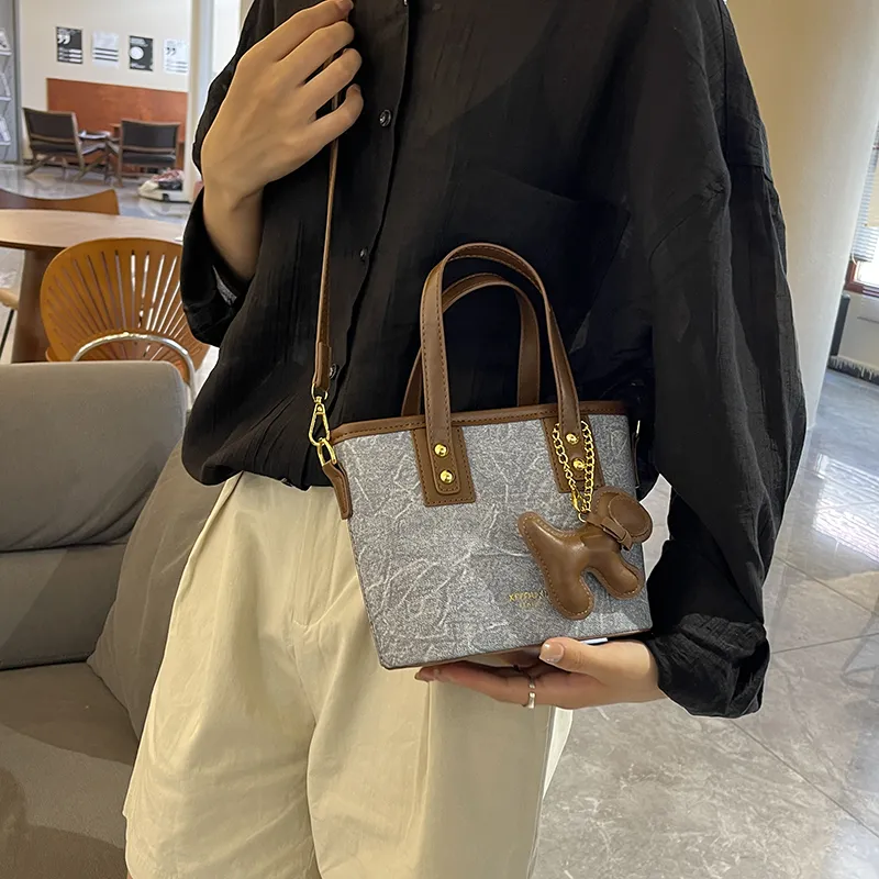 GOX PU Shoulder Bag Regular Women's Blue/Brown-13