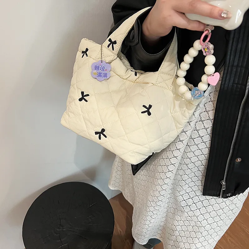 GOX Nylon Handbag Women's White/Black-4