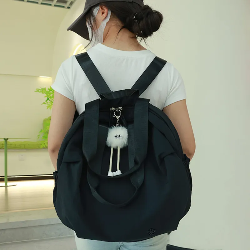 GOX Nylon Fabric One Shoulder Portable Backpack Regular Unisex Apricot/Black/Green-9