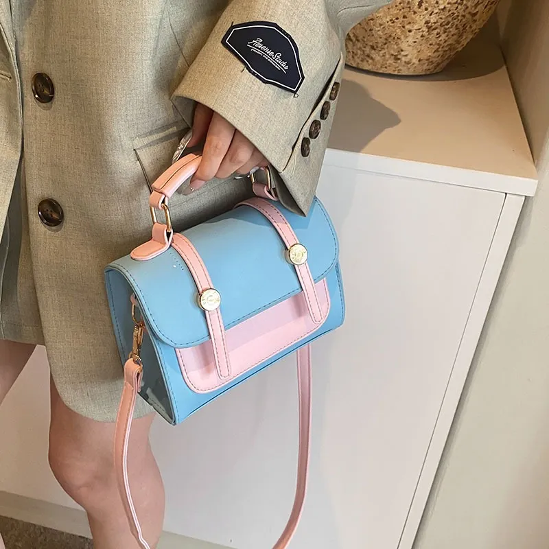 GOX PU Handbag Regular Women's White/Black/Blue/Pink-11