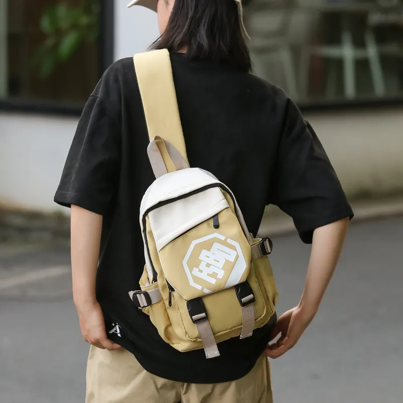 GOX Nylon Crossbody Bag Sling Bag Regular Unisex Black/Green/Beige Yellow-9