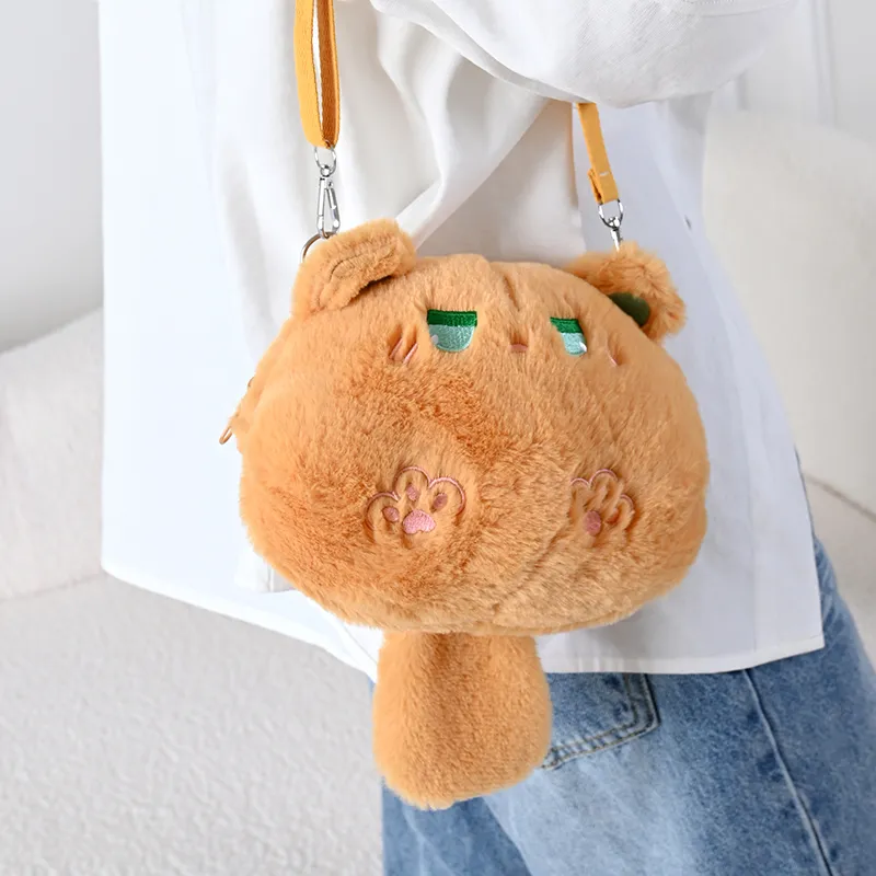 GOX Plush Crossbody Bag Regular Women's White/Ginger Yellow/Pink/Brown-5