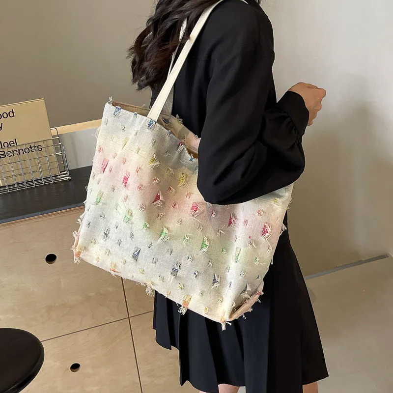 GOX Canvas Bag, Shoulder Bag Regular Women's Square/Stars/Holes-15