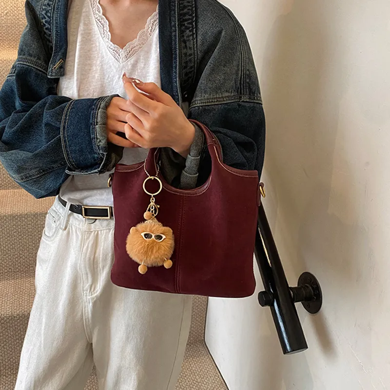 GOX PU Crossbody One Shoulder Handbag Women's Fuchsia/Brown-4