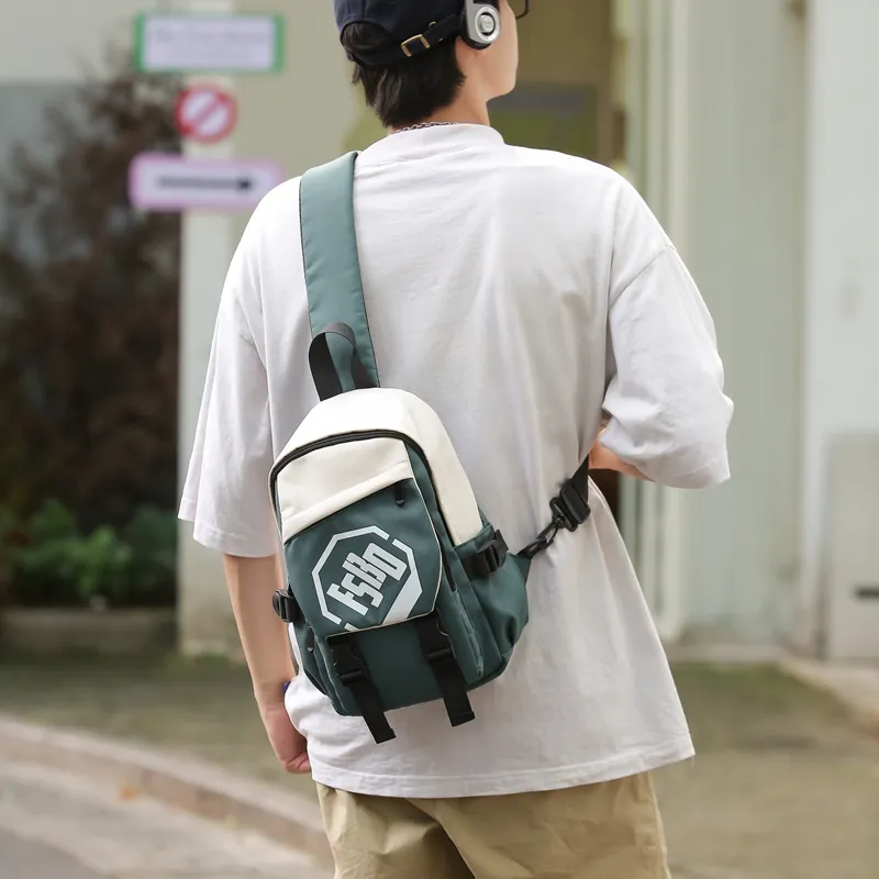 GOX Nylon Crossbody Bag Sling Bag Regular Unisex Black/Green/Beige Yellow-3