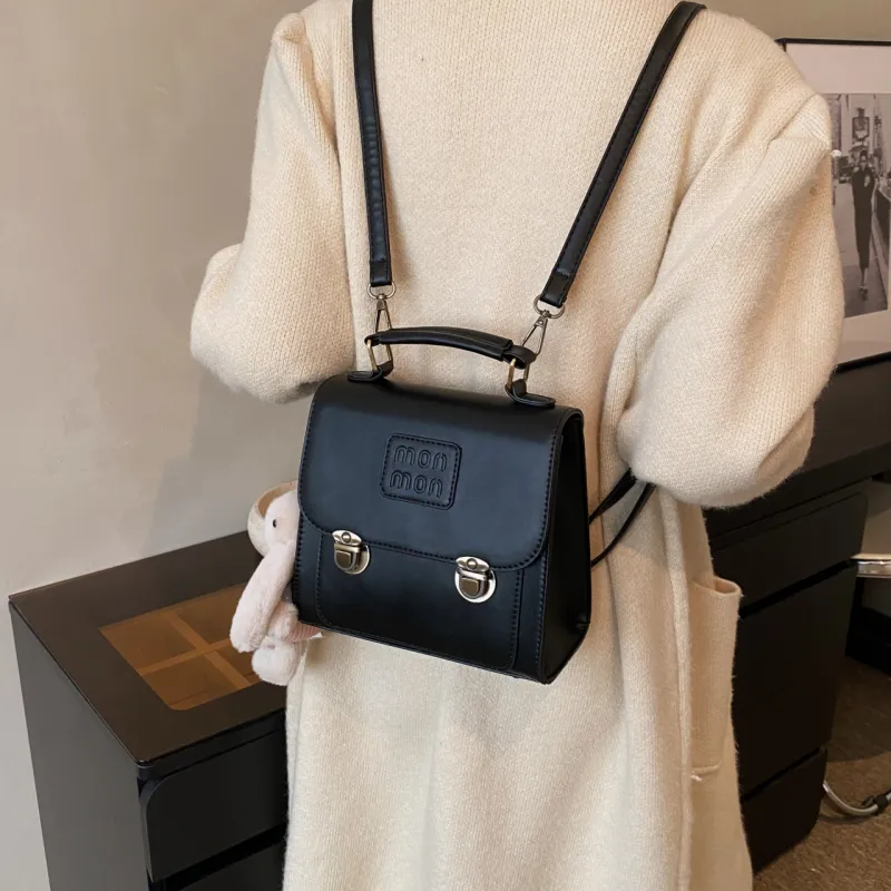 GOX PU Backpack Regular Women's Black With Charm/Coffee With Charm-5