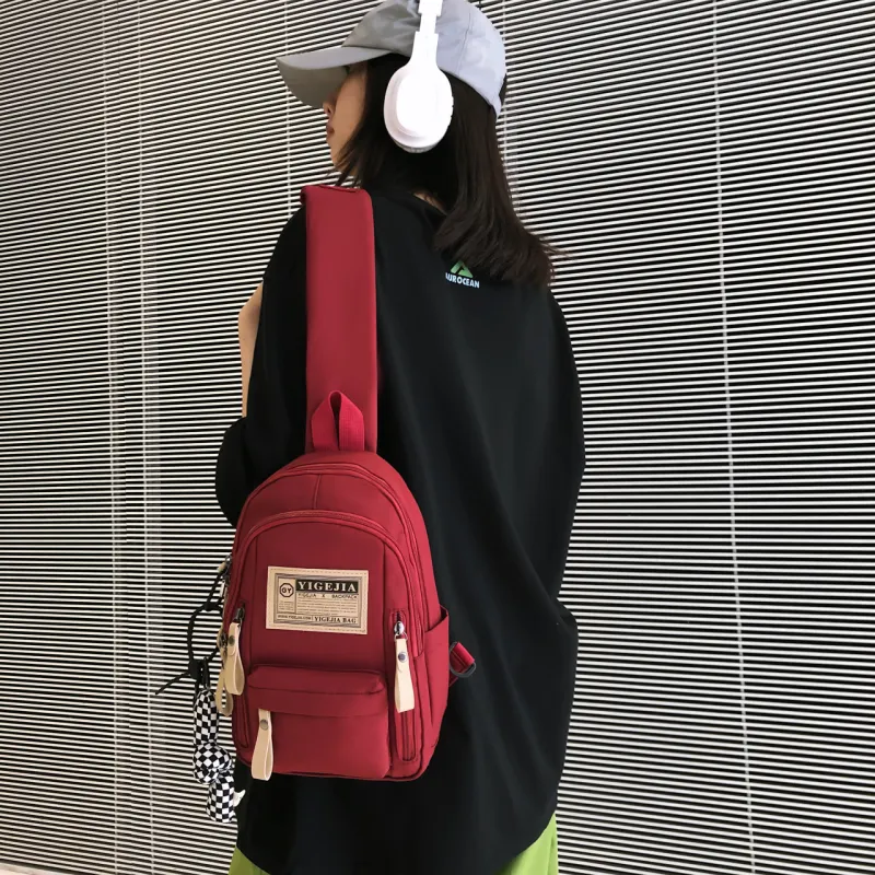 GOX Nylon Sling Bag Regular Unisex White/Black/Burgundy-9