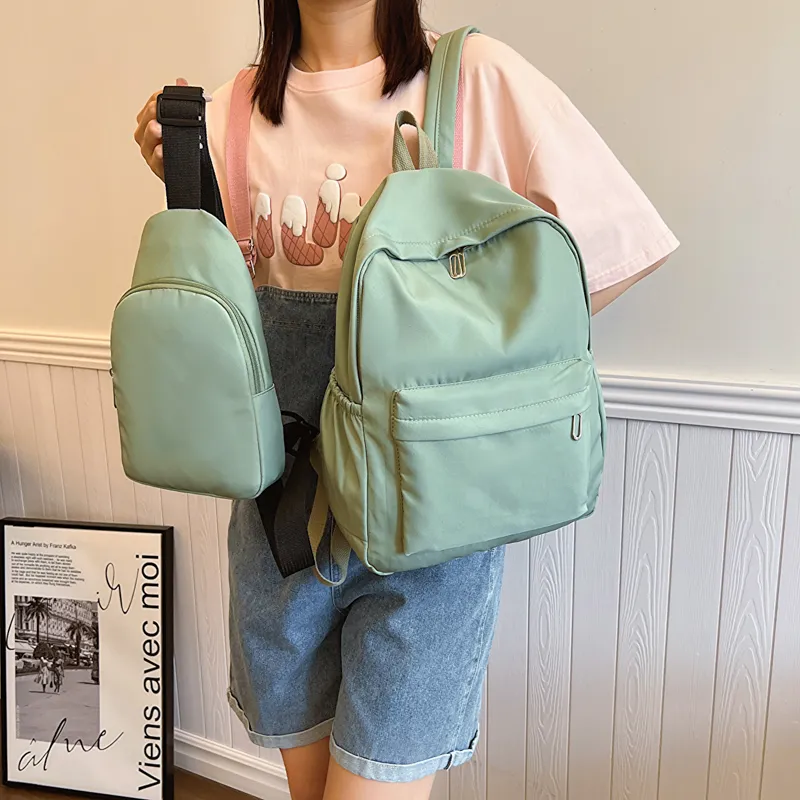 GOX Nylon Backpack Regular Unisex Ecru/Black/Purple/Green/Blue/Pink/Yellow/Orange Red-32