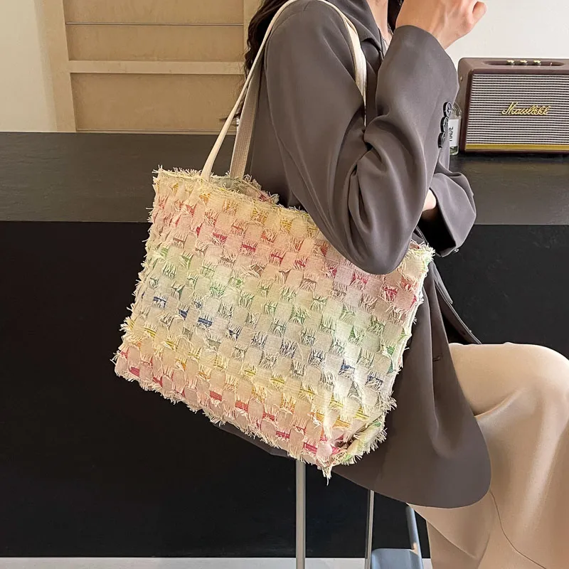 GOX Canvas Bag, Shoulder Bag Regular Women's Square/Stars/Holes-4
