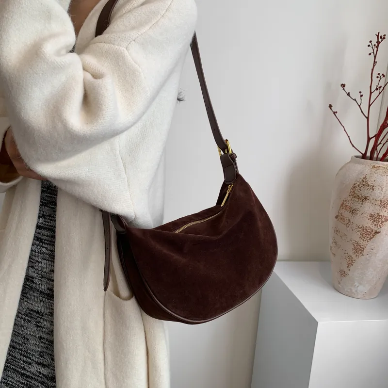 GOX Velour Shoulder Bag Women's Black/Burgundy/Brown/Coffee-23