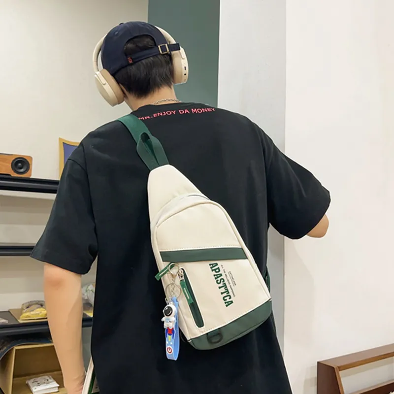 GOX Nylon Sling Bag Regular Unisex Light Gray/Black/Emerald Green/Red-12