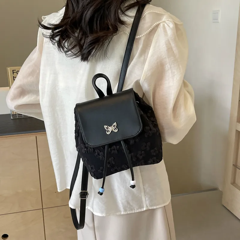 GOX PU Backpack Regular Women's Ecru/Black/Pink/Blue-11