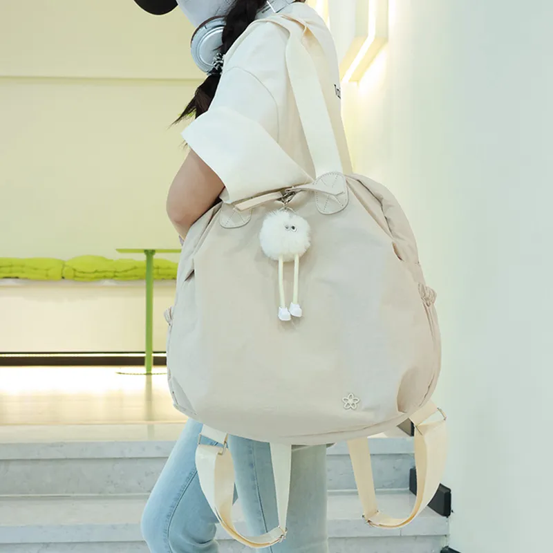 GOX Nylon Fabric One Shoulder Portable Backpack Regular Unisex Apricot/Black/Green-1