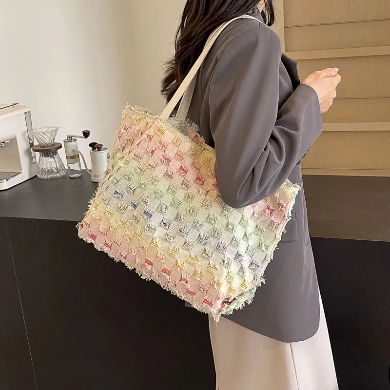 GOX Canvas Bag, Shoulder Bag Regular Women's Square/Stars/Holes-1