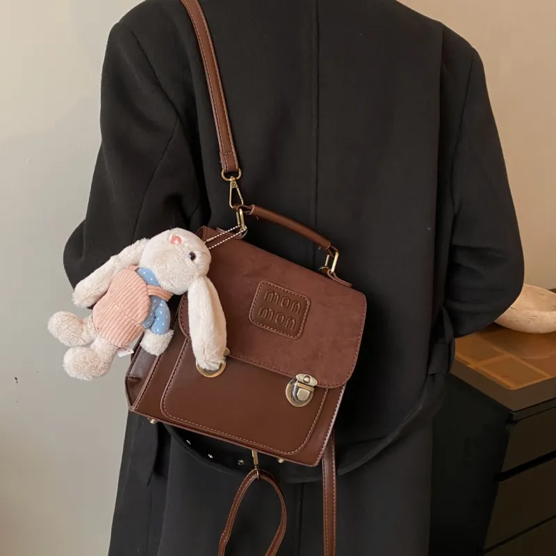 GOX PU Backpack Regular Women's Black With Charm/Coffee With Charm-9