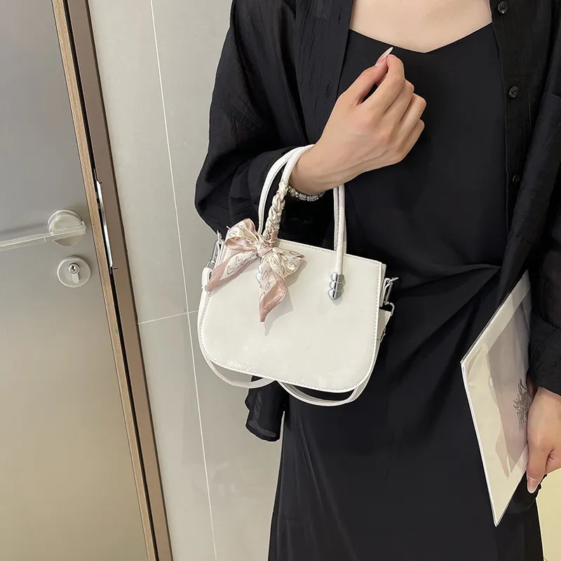 GOX PU One Shoulder Handbag Women's White/Gray/Black/Khaki/Blue/Pink-5