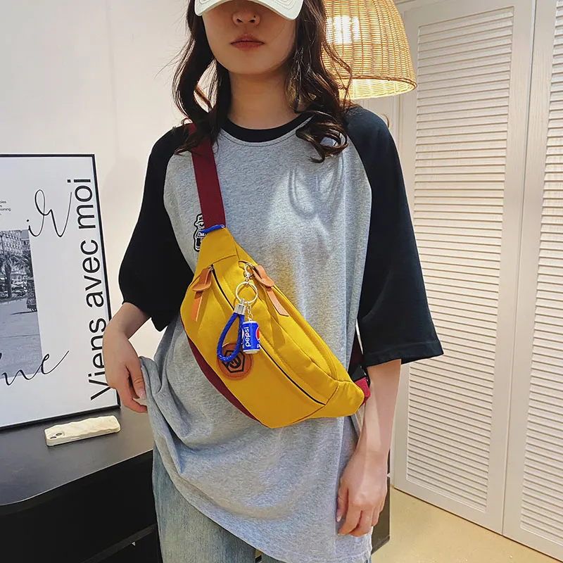 GOX Canvas Sling Bag, Fanny Pack Regular Unisex White/Black/Yellow/Green-15