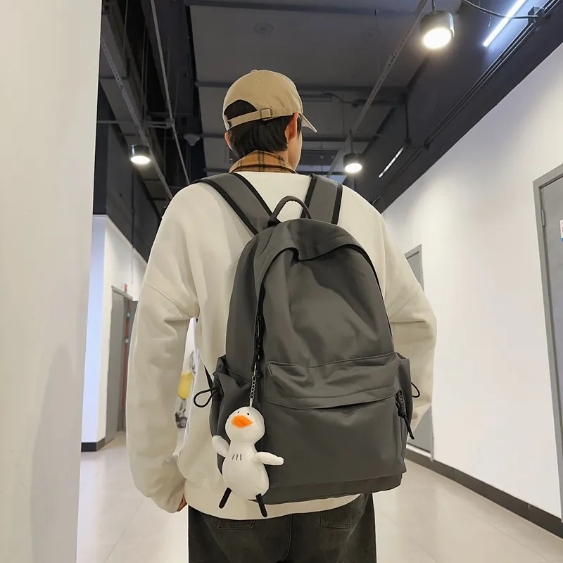 GOX Nylon Backpack Regular Unisex White/Light Gray/Black/Dark Gray-7
