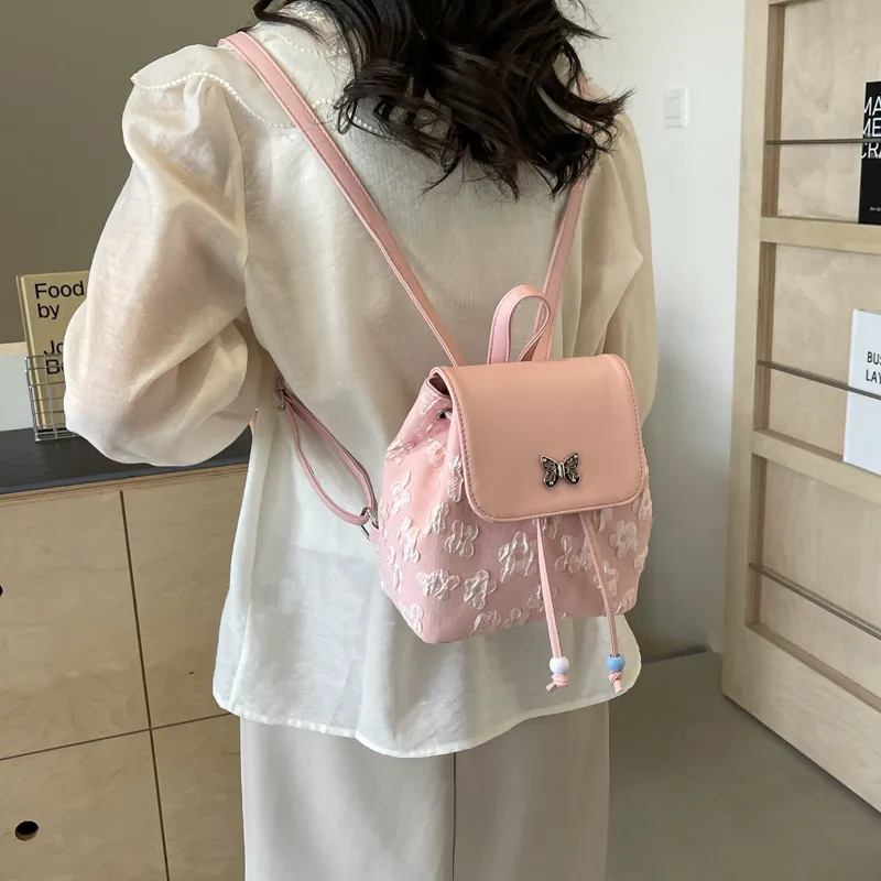 GOX PU Backpack Regular Women's Ecru/Black/Pink/Blue-14