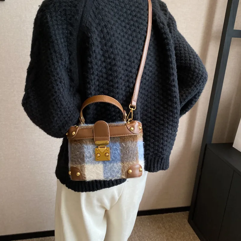 GOX PU Shoulder Bag, Crossbody Bag, Handbag Women's Blue/Brown-5