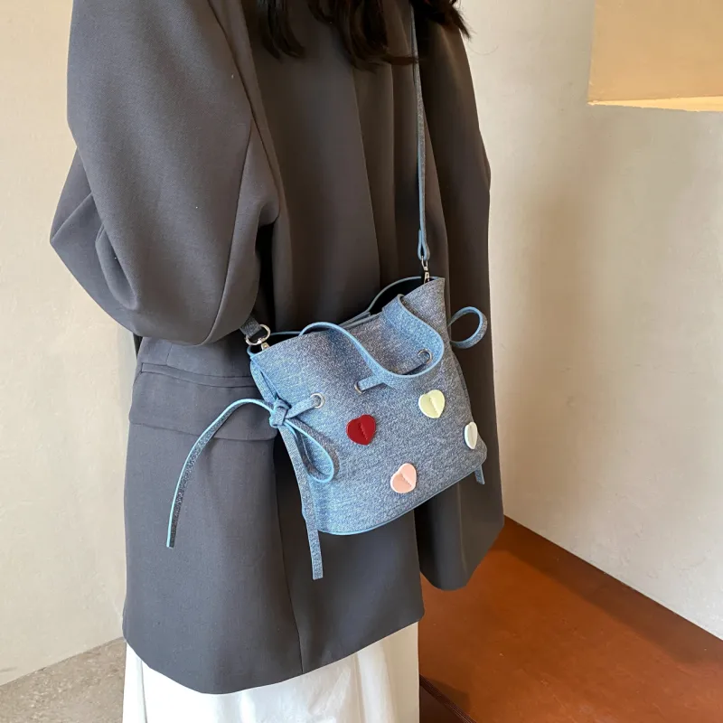GOX PU Shoulder Bag Women's Ecru/Blue-10