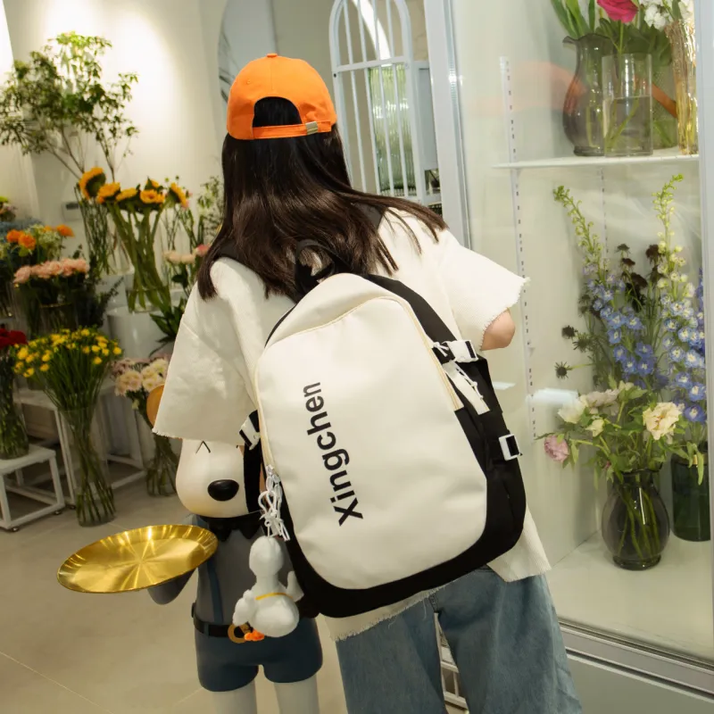 GOX Nylon Backpack Regular Unisex Peacock Blue & Orange White/Orange & Blue White/Light Blue & Pink White/Black-9