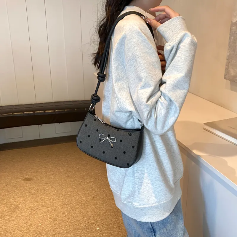 GOX PU Shoulder Bag Regular Women's Black Polka Dot/Black Butterfly/Gray Heart/Gray Polka Dot-3