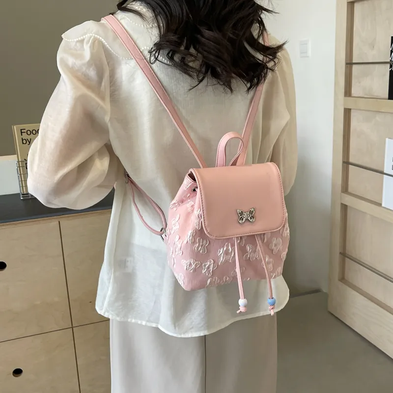 GOX PU Backpack Regular Women's Ecru/Black/Pink/Blue-13