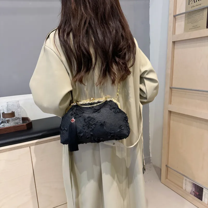 GOX Polyester Shoulder Bag, Crossbody Bag, Handbag Regular Women's Black/White/Pink-7