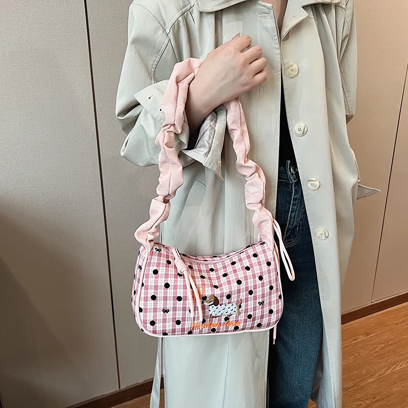GOX Nylon Shoulder Bag Regular Women's Black/Pink/Sky Blue-8