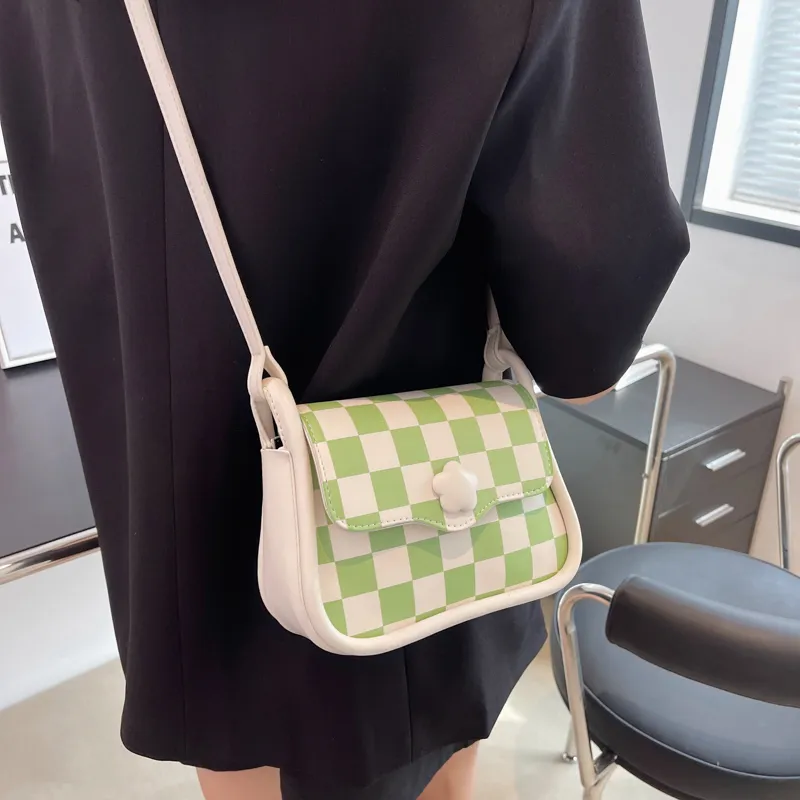 GOX PU Crossbody Bag Regular Women's Green/Pink/Milk Texture/Small Flower-4