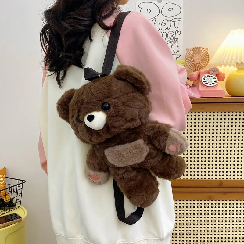 GOX Plush Backpack Regular Women's White/Brown-34