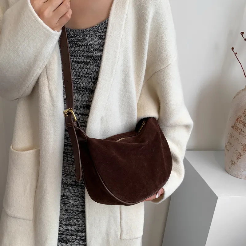 GOX Velour Shoulder Bag Women's Black/Burgundy/Brown/Coffee-21
