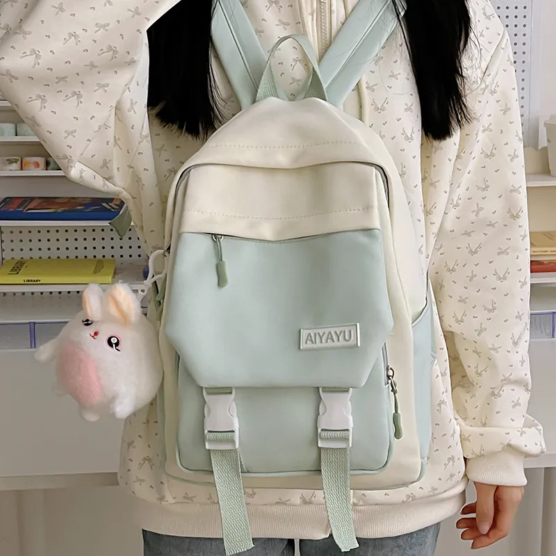 GOX Nylon Backpack Regular Women's Black/Pink/Light Purple/Light Yellow/Light Green-19