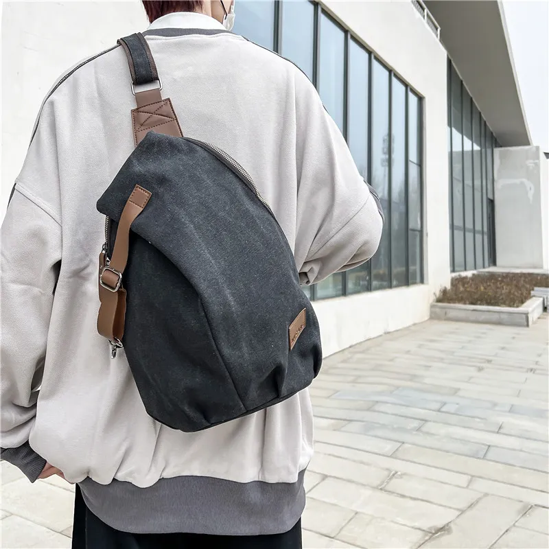 GOX Canvas Sling Bag Men's Black/Khaki-1