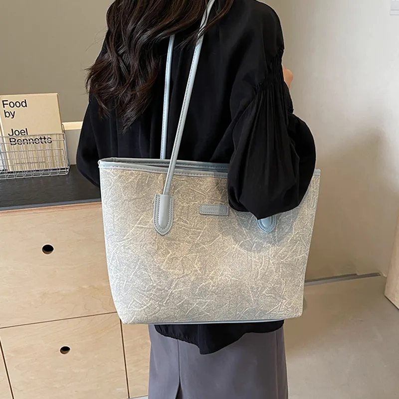 GOX PU Shoulder Bag Regular Women's Blue/Brown-5